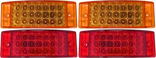 Miniatura 16 de All Star Truck Parts 10 luces de señalización lateral ámbar + 10 luces de señalización lateral rojas de 15.24 cm, 21 LED, rectangulares, 12V
