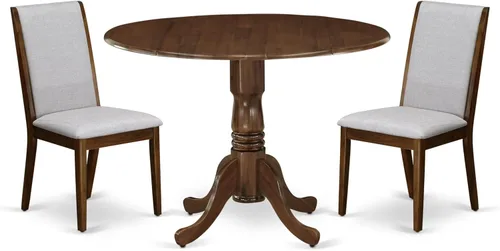 Miniatura 21 de East West Furniture DLLA3-ABK-47 - Juego de mesa de comedor de 3 piezas que contiene una mesa de cocina redonda con gotas y 2 sillas de comedor