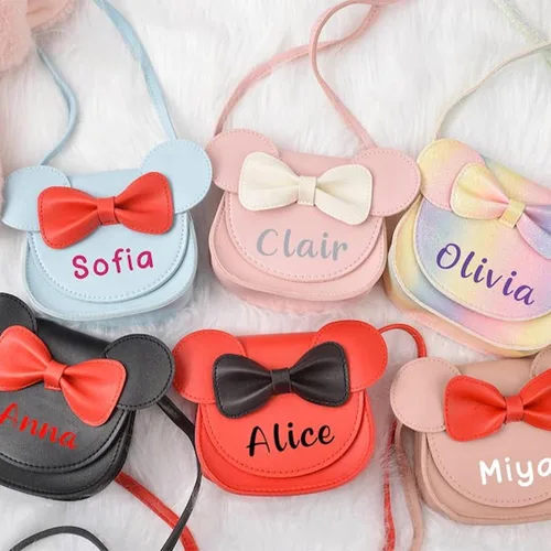 Miniatura 4 de Personalized Cartoon Little Mouse Ear Bow Kids Crossbody Purse, Custom Kid Coin Purse With Name Girl Crossbody Bag Birthday Gift Christmas Gift For