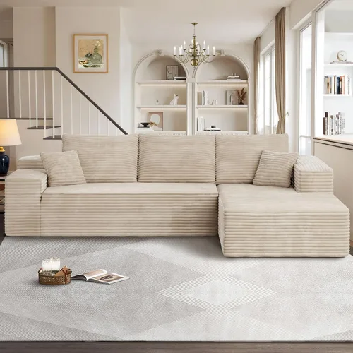 Miniatura 23 de Sofás seccionales Cloud de 96 pulgadas para sala de estar, sofá sin hueso en forma de L con cómoda silla, sofá modular con asiento profundo,