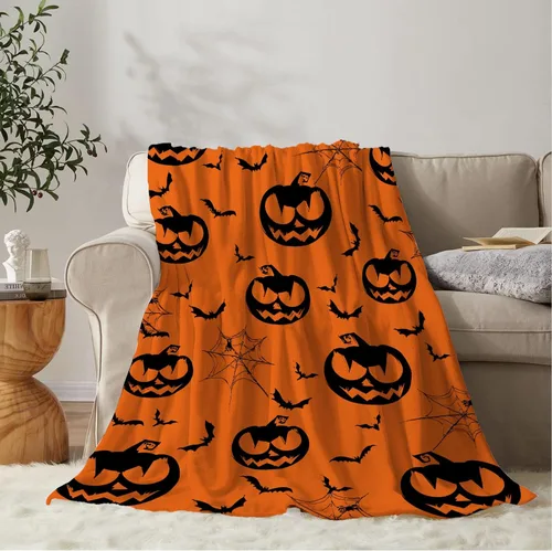 Miniatura 9 de YeeJu Manta de Halloween pequeña de fantasma espeluznante negro, manta de Halloween para bebé, manta acogedora suave y ligera de felpa de forro