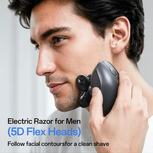 Miniatura 3 de Maquinilla de afeitar eléctrica para hombres, afeitadora de pelo de cabeza y cuerpo para hombres, afeitadora inalámbrica recargable para cabeza Gris