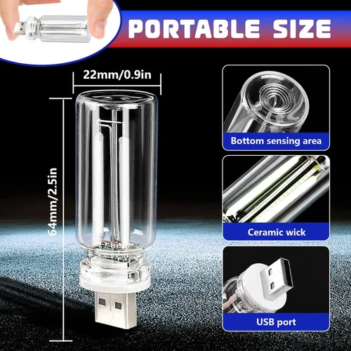 Miniatura 4 de 2 luces LED USB para automóvil, luces LED regulables al tacto, puerto USB, iluminación ambiental retro para automóvil, luces LED interiores Azul