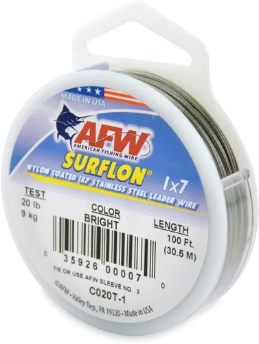 Miniatura 71 de Alambre de pesca americano Surflon recubierto de nailon 1x7 de acero inoxidable, línea líder de pesca para agua salada, prueba de 10 libras - prueba