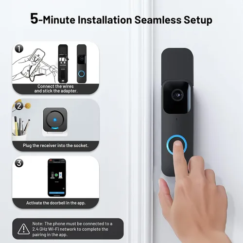 Miniatura 3 de Extensor de timbre de puerta inalámbrico para Blink - Compatible con Blink Doorbell (Gen 1), 1 extensor de timbre de video y 2 receptores