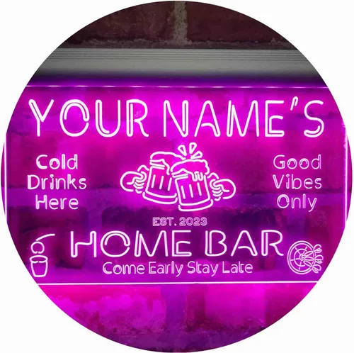 Miniatura 24 de ADVPRO Letrero de neón LED de doble color personalizado con tu nombre para bar casero de cerveza, año de establecimiento, blanco y morado, 16 x 12
