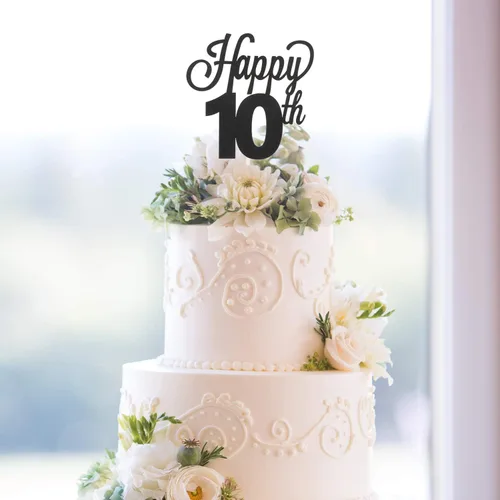 Miniatura 4 de LINGTEER - Decoración para pastel con texto "Happy Birthday 100", color negro