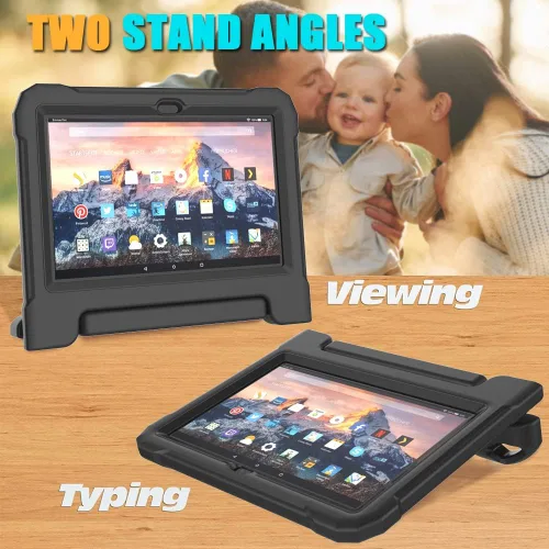 Miniatura 3 de DJ&RPPQ Funda para tablet infantil de 10 pulgadas, a prueba de golpes, con asa protectora, color negro