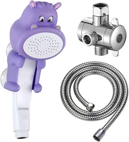 Miniatura 7 de KAIYING Cabezal de ducha de mano para niños, cabezal de ducha con rociador de flujo de agua de dibujos animados, accesorios de baño para bebés