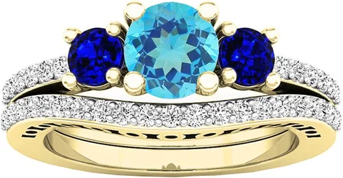 Miniatura 2 de Dazzlingrock Collection - Juego de anillos de compromiso para mujer (14 quilates, 0.217in, oro amarillo)