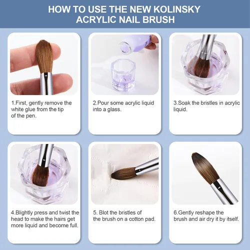Miniatura 7 de Pincel para uñas acrílicas tamaño 16, pinceles de arte de uñas 100% puro Kolinsky de KEMEISI con mango resistente, forma ovalada, herramientas
