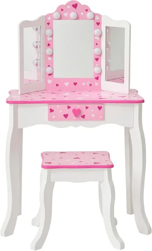 Miniatura 7 de Teamson Kids - Sweethearts Print Gisele Medium Vanity - Blanco/Rosa