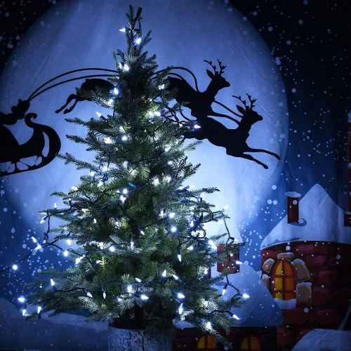 Miniatura 3 de ASENEK - Tiras de luces de Navidad, luces de tiras que funcionan con pilas, 50 luces LED, mini luces con temporizador automático y 8 modos de Blanco