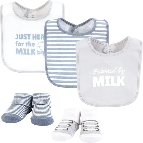 Miniatura 103 de Hudson Baby Conjunto de babero y calcetines unisex de algodón para bebé