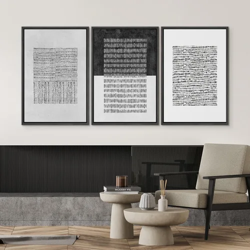 Miniatura 309 de SIGNWIN Lienzo enmarcado para pared, arte con pinceladas de flujo neutro en tonos beige abstractos, ilustraciones, arte moderno, decorativo