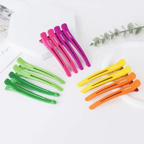 Miniatura 7 de AIMIKE - Juego de 12 pinzas para el cabello con pico de pato sin arrugas con banda de silicona para peinar, cortar y seccionar el cabello en el salón
