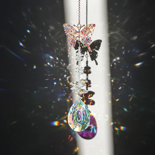 Miniatura 8 de H&D HYALINE & DORA Atrapasoles Cardinal en una Rama para Ventanas, Atrapasoles de Cristal de 44.45 cm con Cadena de Metal y Ganchos, Regalo