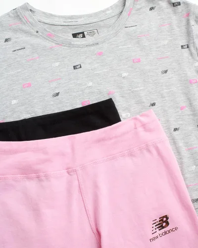 Miniatura 3 de New Balance Conjunto de leggings activos para niñas camiseta de 3 piezas y leggings