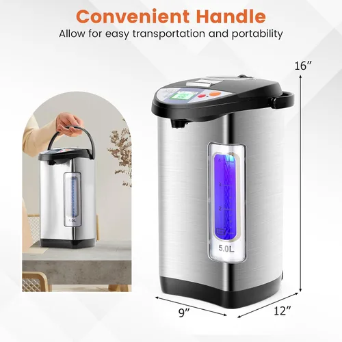 Miniatura 8 de ARLIME Dispensador de agua caliente de 5 L, hervidor de agua eléctrico con dispensador de 3 vías, pantalla LCD y 5 ajustes de temperatura, caldera