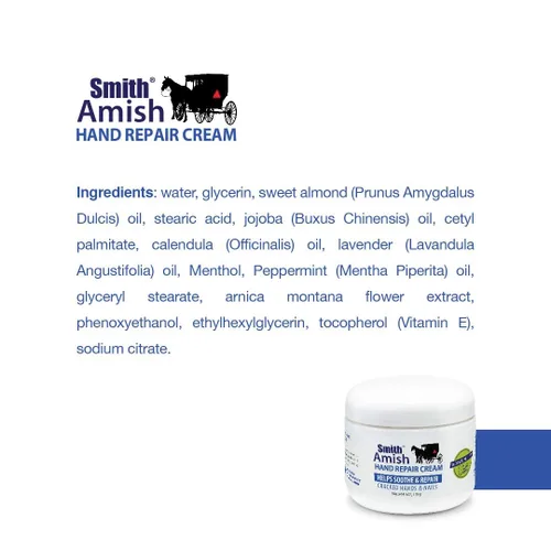 Miniatura 5 de Smith Amish Crema reparadora de manos tarro de 4.5 onzas más bálsamo labial orgánico de menta.