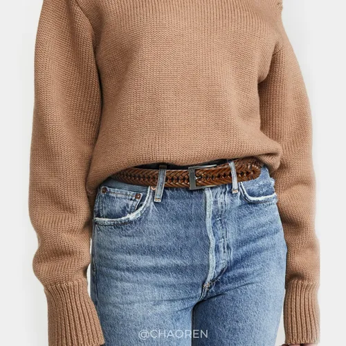 Miniatura 4 de CHAOREN Cinturones trenzados de cuero para hombre, cinturón de cuero tejido casual de 1 18 pulgadas para pantalones de vestir