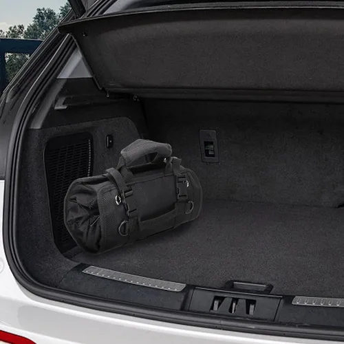 Miniatura 7 de Bolsa enrollable para herramientas, organizador de bolsa de herramientas, bolsas de almacenamiento enrollables con 6 bolsillos con cremallera y Negro