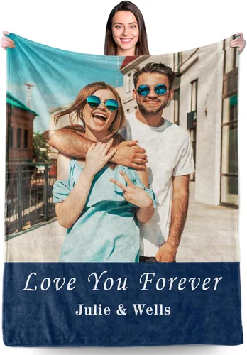 Miniatura 13 de Manta personalizada con fotos, regalos personalizados para el día de San Valentín para él y ella, mantas personalizadas de franela suave
