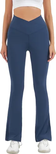 Miniatura 122 de HEGALY Pantalones de yoga acampanados para mujer, leggings cruzados, suaves, de cintura alta, pantalones casuales de entrenamiento con corte de bota