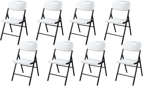 Miniatura 11 de Outvita 4 sillas plegables, 2 niveles moldeadas de plástico resistente para exteriores, fáciles de plegar y almacenar, adecuadas para interiores