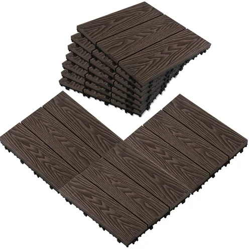 Miniatura 8 de PURE ERA Azulejos de piso entrelazados de madera para interiores y exteriores, 12 x 12 pulgadas (10 unidades, 10 pies cuadrados, marrón) - Gran