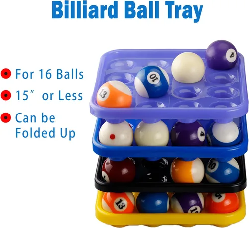 Miniatura 3 de Bandeja de bola de billar estándar para 16 bolas, bandeja de transporte de bolas de plástico negro de 2 1/4 pulgadas para mesa de billar 01