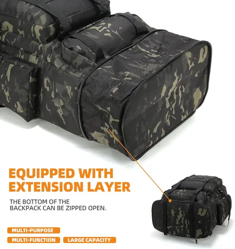Miniatura 4 de Mochila de senderismo MOLLE de 70L/100L, mochila impermeable para viajes (CP)