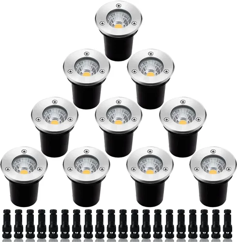 Iluminación de paisaje de bajo voltaje, luz LED de pozo para exteriores, 12-24 V, AC/CC, luces de tierra IP67, impermeables, luces blancas cálidas