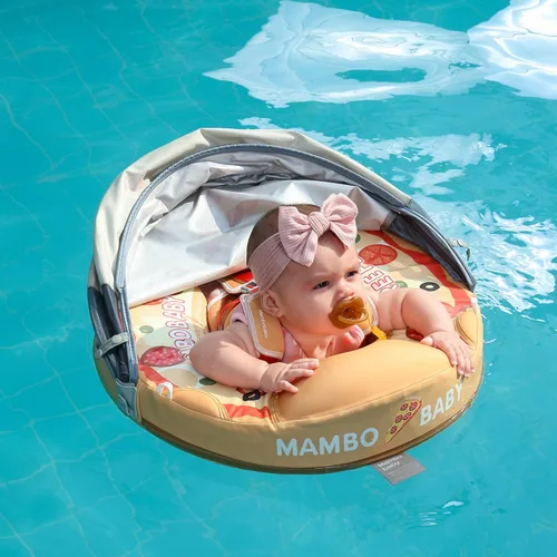 Miniatura 7 de Mambobaby Flotador con dosel, flotadores de piscina para bebé, no inflables, flotadores de natación para bebé, flotadores de seguridad para pizza