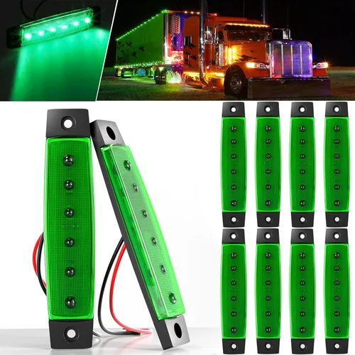 Miniatura 11 de BJZ luces LED para remolque verdes, 6 luces LED, barra de luz de señal de giro, indicador de luz de 3.8" para parte delantera y trasera