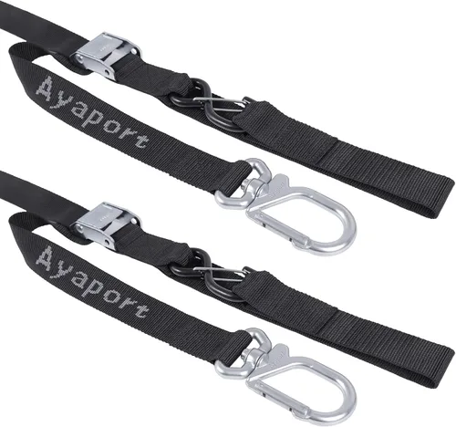 Ayaport Correas de amarre para motocicleta de 1.5 pulgadas x 8 pies (con ganchos de mosquetón giratorios) correas de amarre con hebilla de leva,