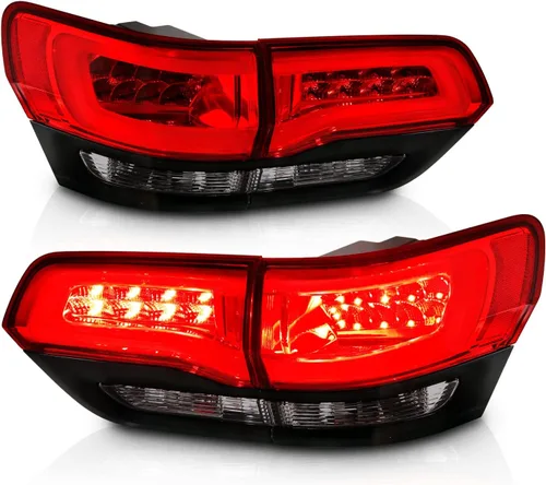 Miniatura 3 de AmeriLite Juego de luces traseras de señal de giro de freno LED rojo/ahumado/negro para Jeep Grand Cherokee 2014-2017 (4 piezas) - lado del pasajero