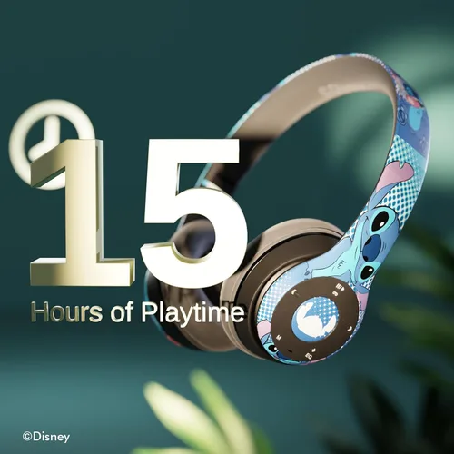 Miniatura 2 de iJoy Disney Lilo & Stitch Expressions - Auriculares Bluetooth plegables inalámbricos con micrófono integrado, diseño de expresiones de puntada