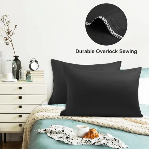 Miniatura 6 de uxcell Fundas de almohada tejidas de 100% algodón egipcio, fundas de almohada suaves y transpirables con cierre de cremallera, 2 fundas de almohada