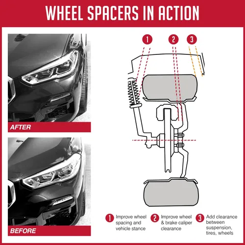 Miniatura 5 de Wheel Accessories Parts 4 adaptadores de espaciadores de rueda centrados en buje de 6 x 5.5, 0.236 x 5.500 in, 1.25 pulgadas de grosor, 3.063 in