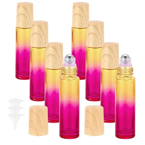 Miniatura 14 de 8 botellas de vidrio de 0.3 fl oz (1/3 oz), color azul y morado, botellas enrollables, envase para aceites esenciales, perfumes, bálsamos labiales