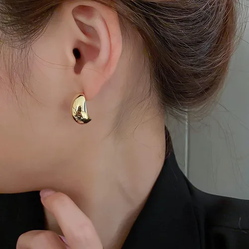 Miniatura 2 de Aretes de aro gruesos de oro para mujer, con textura, abiertos, gruesos, aretes de aro triples