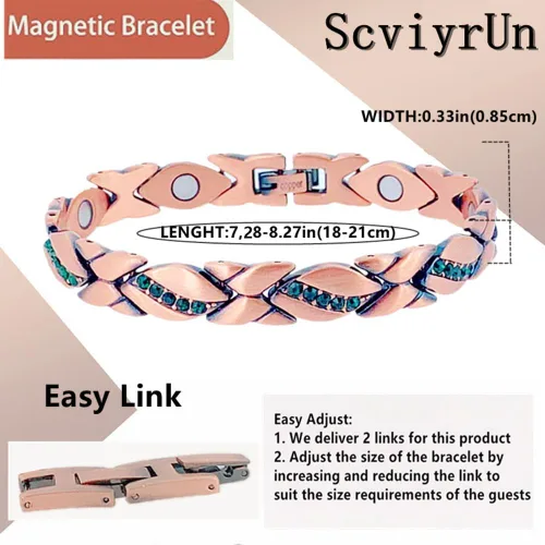 Miniatura 3 de Pulseras magnéticas de cobre para mujer - 99.99% pulseras magnéticas de cobre puro