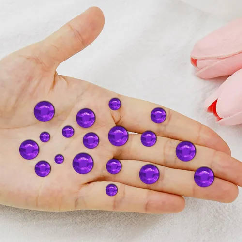 Miniatura 7 de 3090 calcomanías de gemas faciales para manualidades, autoadhesivas, color morado oscuro, joyas para el cabello con purpurina para la cara