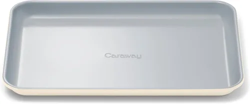 Caraway Bandeja pequeña de cerámica antiadherente para hornear (9 x 13 pulgadas), no tóxica, sin PTFE ni PFOA, apta para horno, núcleo de acero Crema