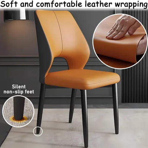 Miniatura 6 de YVYKFZD Simple Dining Chairs Set, PU Leather Kitchen Chairs, Armless Dining Room Chair with Metal Legs, Upholstered Living Room Chair, for Bedroom
