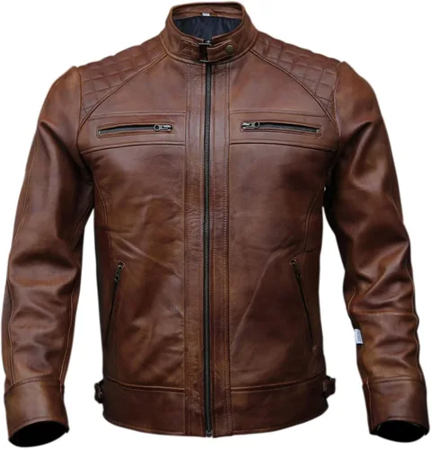Chaqueta de cuero real casual negra para hombre | Chaquetas de motociclista de piel de cordero genuina