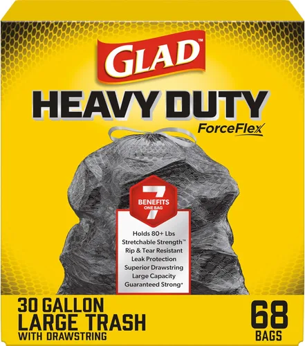 Miniatura 6 de Glad Bolsas de basura, fuertes bolsas de basura grandes de amarre rápido, 30 galones, 21 unidades (el paquete puede variar)