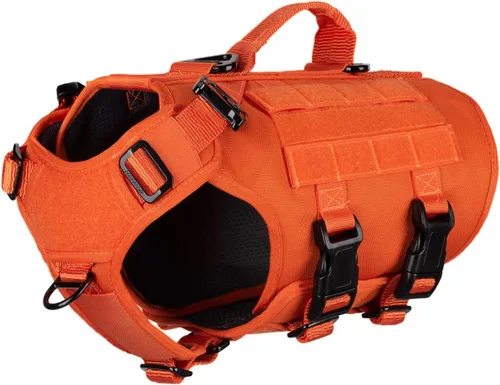 Miniatura 24 de ICEFANG - Arnés táctico para perro con 6 hebillas, chaleco con sistema molle con asa para perro, 3/4 del cuerpo, panel con velcro para parche