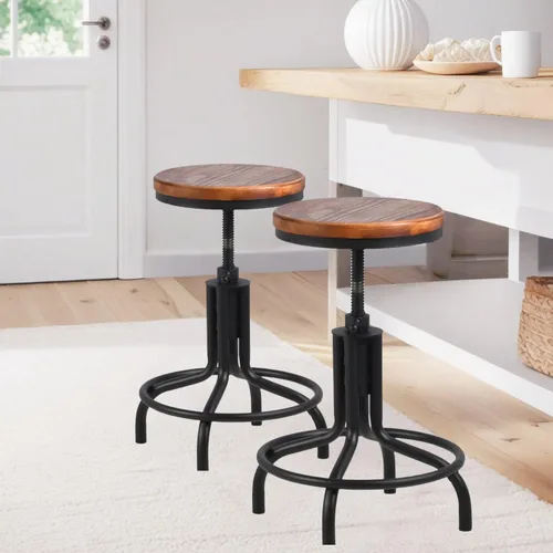 Miniatura 8 de Topower Diseño industrial antiguo de metal de altura ajustable para cocina, comedor, desayuno, taburete de bar de estilo industrial totalmente